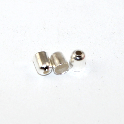 4mm x 5mm Glue in Cord End with Hole - Silver
