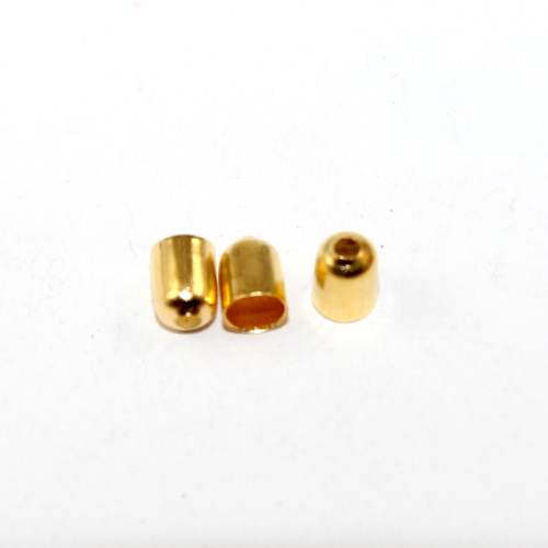 4mm x 5mm Glue in Cord End with Hole - Bright Gold