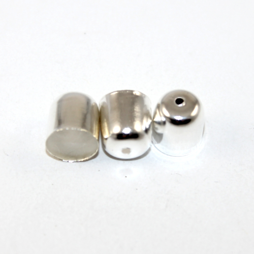 10mm x 11mm Glue in Cord End with Hole - Silver