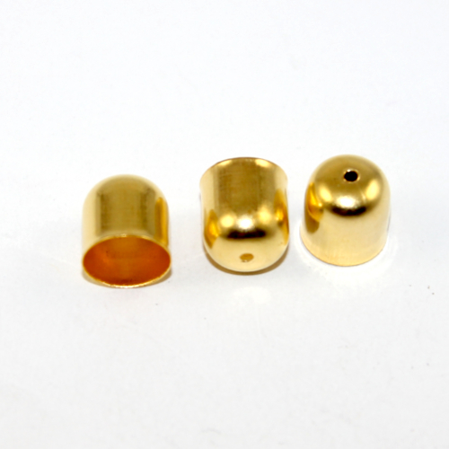 10mm x 11mm Glue in Cord End with Hole - Bright Gold