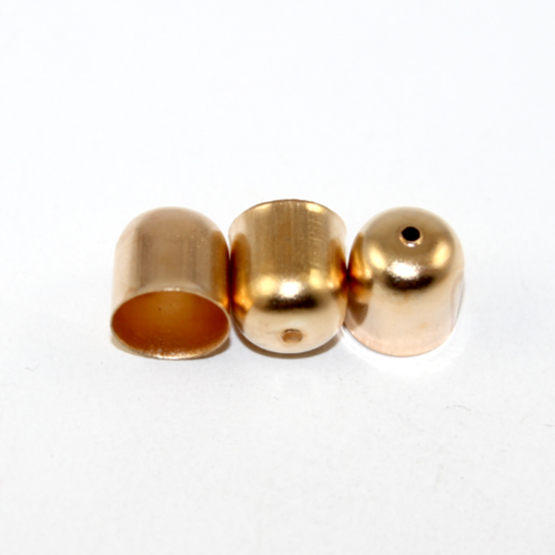 10mm x 11mm Glue in Cord End with Hole - Pale Gold