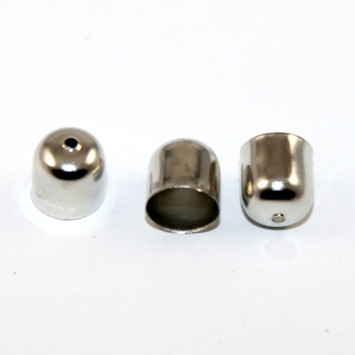 10mm x 11mm Glue in Cord End with Hole - Platinum