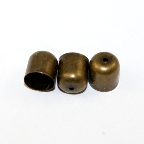 10mm x 11mm Glue in Cord End with Hole - Antique Bronze