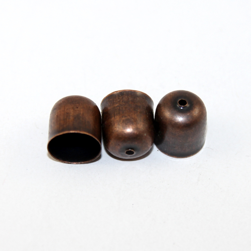 10mm x 11mm Glue in Cord End with Hole - Antique Copper