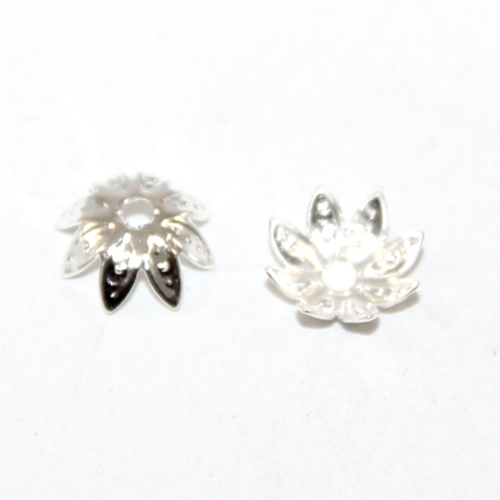8mm Silver Lotus Flower Bead Cap - Pack of 10