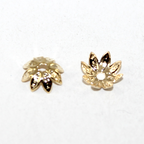 8mm Pale Gold Lotus Flower Bead Cap - Pack of 10