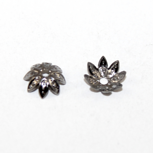 8mm Gunmetal Lotus Flower Bead Cap - Pack of 10