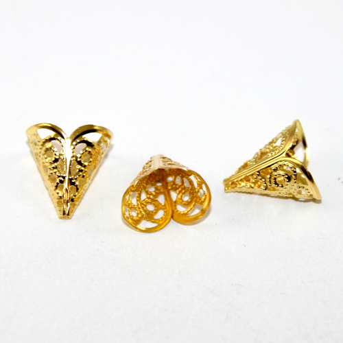 16mm Filigree Scallop Cone - Bright Gold