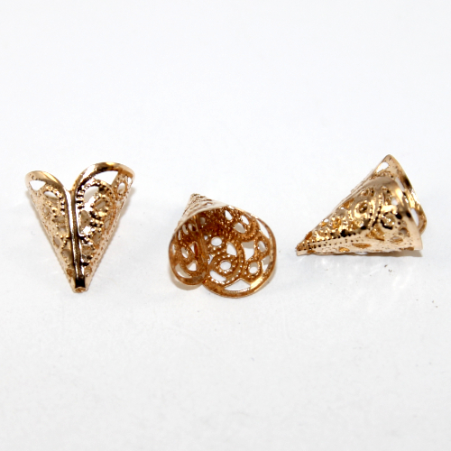 16mm Filigree Scallop Cone - Pale Gold