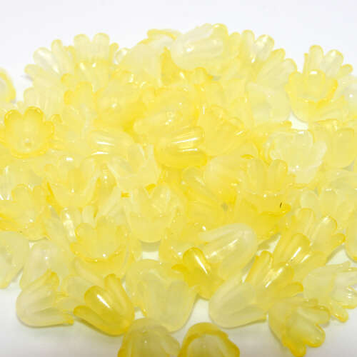 9mm x 10.5mm Yellow Lily Flower Acrylic Bead - 20 Piece Bag