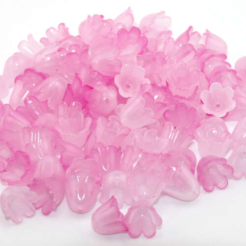9mm x 10.5mm Pink Lily Flower Acrylic Bead - 20 Piece Bag