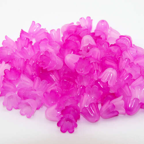 9mm x 10.5mm Fuchsia Lily Flower Acrylic Bead - 20 Piece Bag