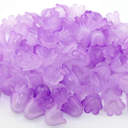 9mm x 10.5mm Purple Lily Flower Acrylic Bead - 20 Piece Bag