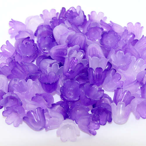 9mm x 10.5mm Dark Purple Lily Flower Acrylic Bead - 20 Piece Bag