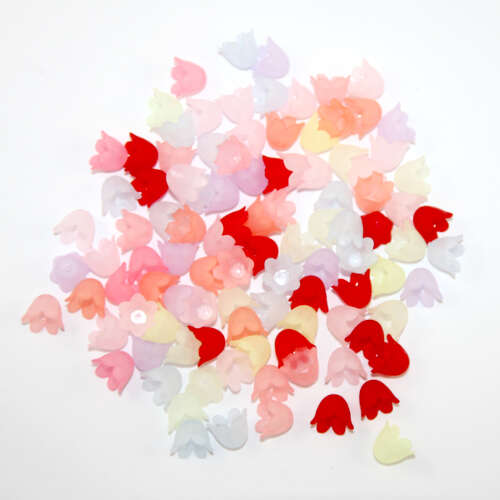 9mm x 10.5mm Mixed Lily Flower Acrylic Bead - 20 Piece Bag