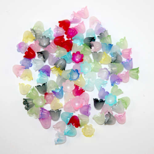 8.5mm x 11mm Mixed Lily Flower Acrylic Bead - 20 Piece Bag