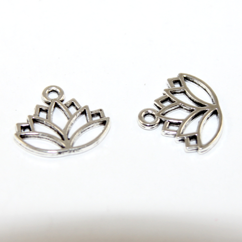 16mm x 14mm Lotus Charm - 2 Pieces - Platinum