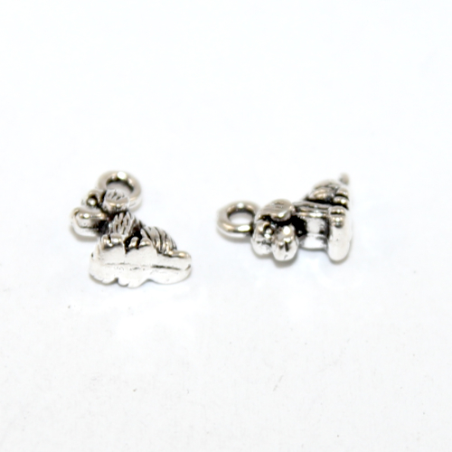 10mm x 7mm Sitting Dog Charm - 2 Pieces - Platinum