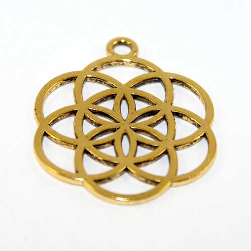 42mm x 35mm Carved Flower Pendant - 2 Pieces - Antique Gold