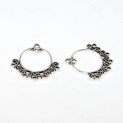 24mm x 24mm Scroll Earring Connector - 2 Pieces - Platinum