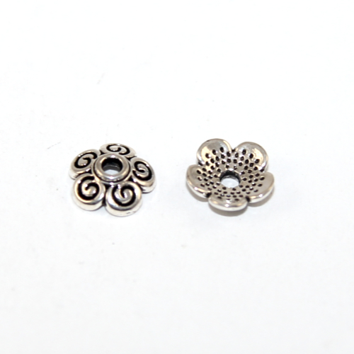 8mm Five Petal Scroll Bead Cap - Platinum 