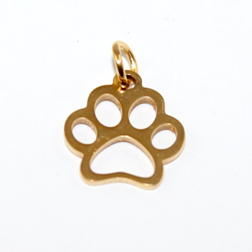 Paw Print Charm - 304 Stainless Steel - Bright Gold
