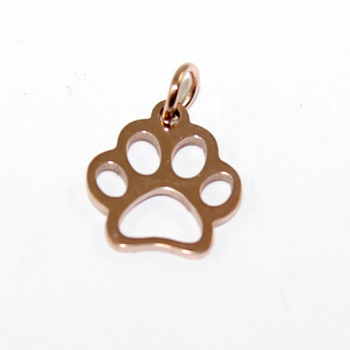 Paw Print Charm - 304 Stainless Steel - Rose Gold