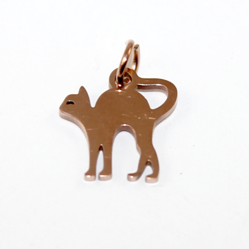 Pussy Cat Charm - 304 Stainless Steel - Rose Gold