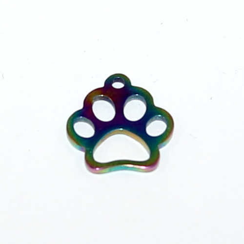 Paw Print Charm - 304 Stainless Steel - Rainbow
