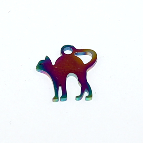 Pussy Cat Charm - 304 Stainless Steel - Rainbow