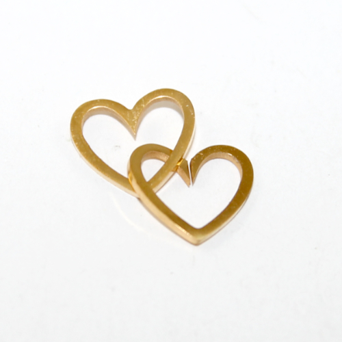 Pair of Hearts 304 Stainless Steel Interlocking Charm - Bright Gold