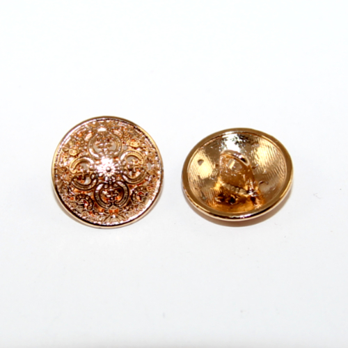 15mm Retro Carved Button with Shank - Antique Gold - 2 Piece Pack