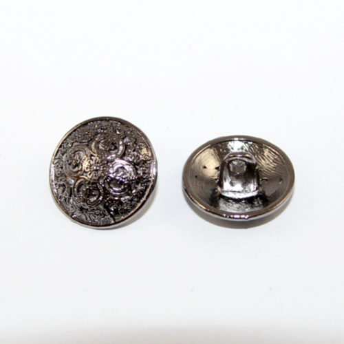 15mm Retro Carved Button with Shank - Gunmetal - 2 Piece Pack