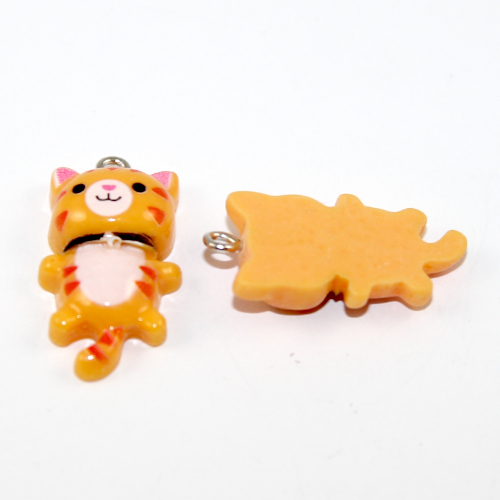 Orange Cat Charm - Resin - 2 Pieces