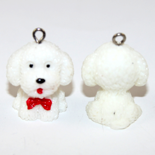 Textured 3D Dog Charm - White