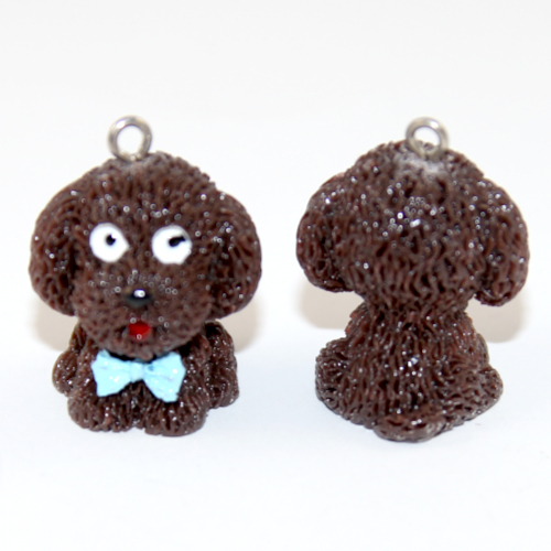 Textured 3D Dog Charm - Brown