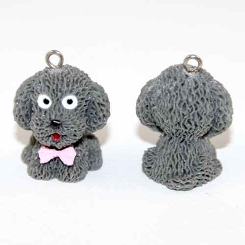 Textured 3D Dog Charm - Grey