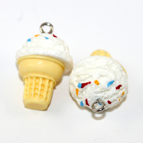Vanilla Ice Cream Cone with Sprinkles Charm