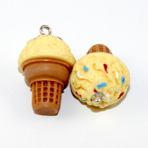 Lemon Ice Cream Cone with Sprinkles Charm