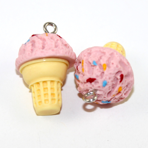 Strawberry Ice Cream Cone with Sprinkles Charm