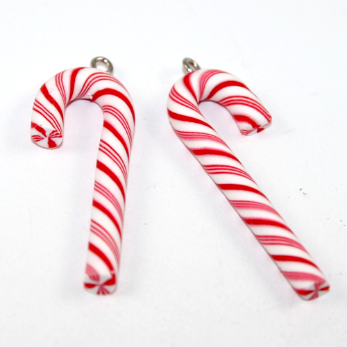 Red & White Stripe Candy Cane Charm