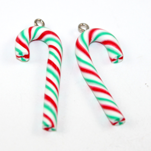 Red, Green & White Stripe Candy Cane Charm