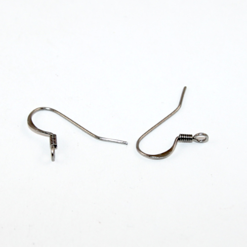 23mm x 16.5mm French Hook with Spring  - with Cross Loop - Pair - 316 Surgical Steel