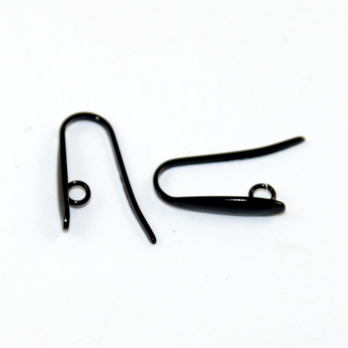 Tapered Drop Ear Hook with Hidden Loop - 304 Stainless Steel - Black - 5 Pair Pack