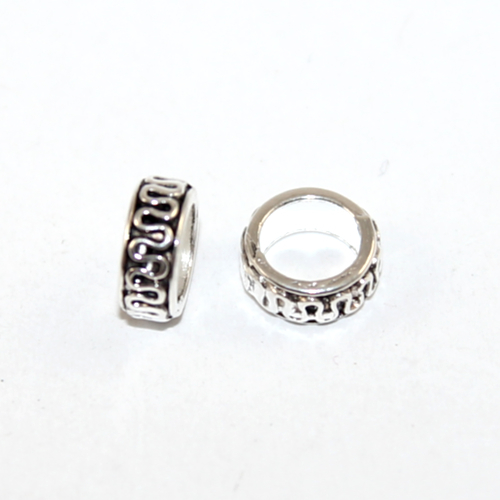 8mm Greek Swirl Bead - Silver - 10 Pieces