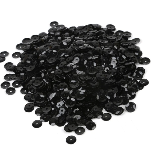 6mm Black Round Sequin - 20gm Bag