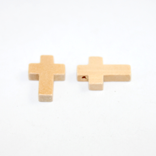 22mm x 15mm Wooden Cross Pendant - Natural