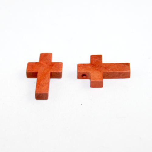 22mm x 15mm Wooden Cross Pendant - Ginger