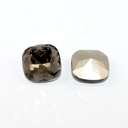 4470 - Cushion Cut Square 12mm - Black Diamond - Foil - Pack of 2