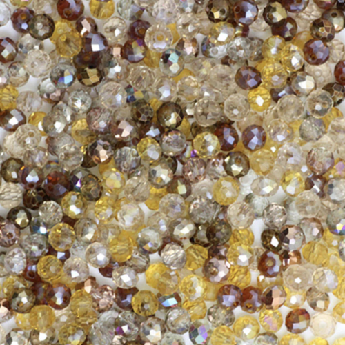 4mm x 6mm Rondelle Beads - Beige Mix - 50 Piece Bag